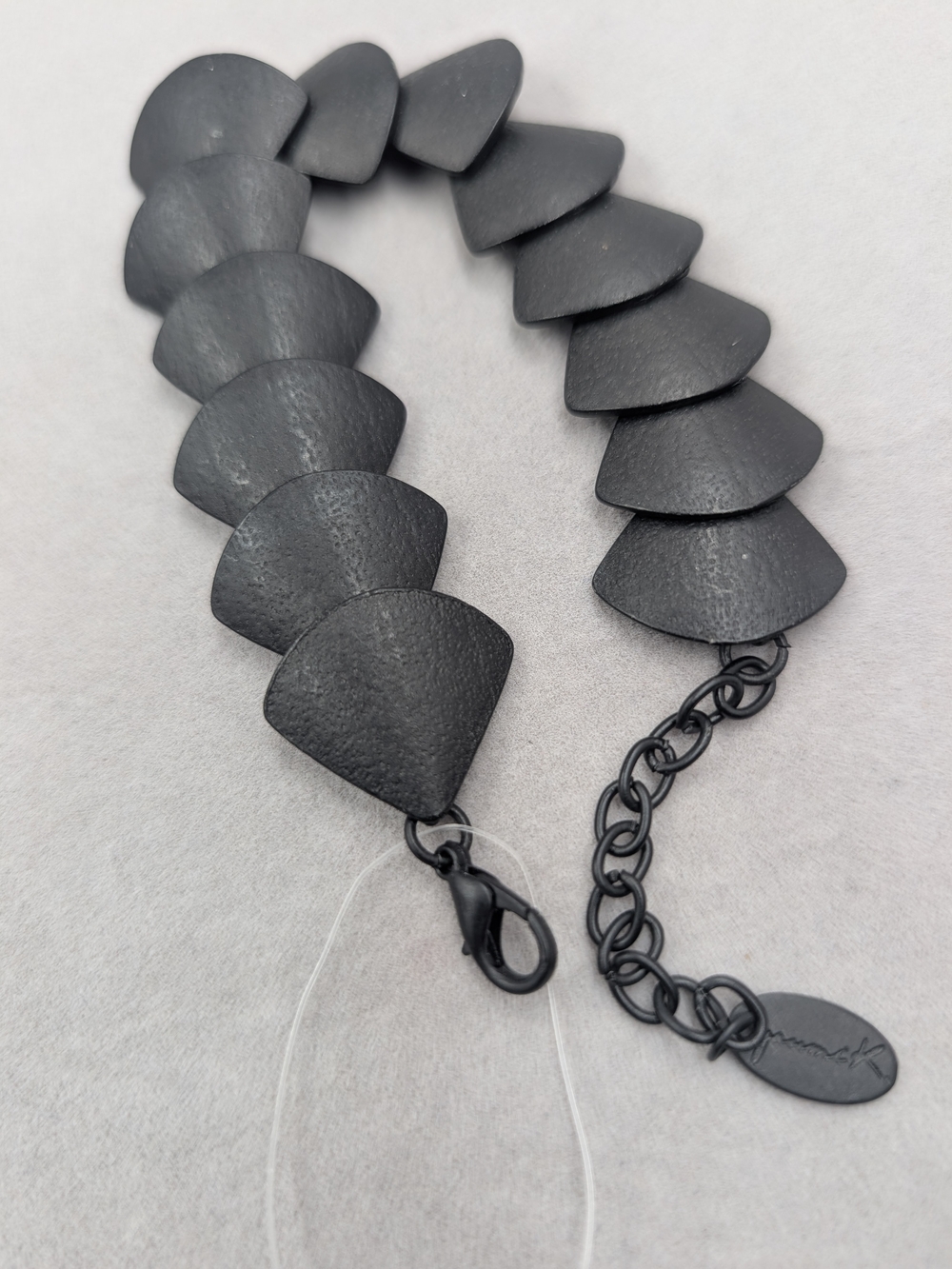 Matte Black Geometric Scale Link Statement Chain Bracelet 0202